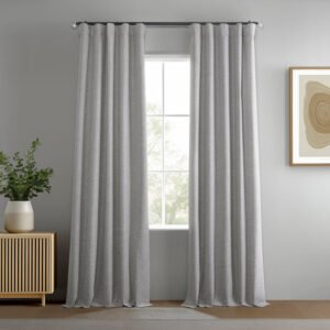 Grey Boho Chic Faux Linen Blackout Curtain