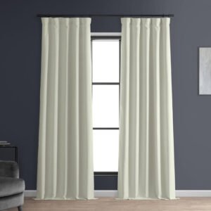 Ivory Faux Linen Blackout Curtain