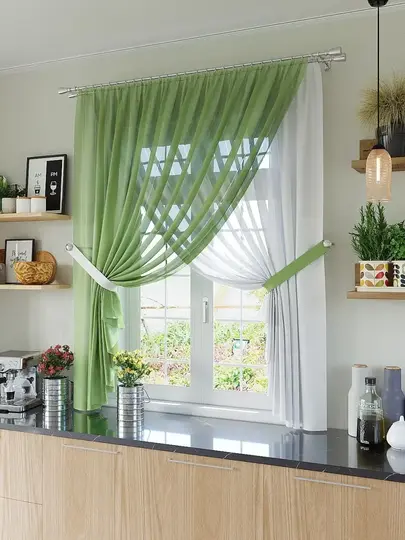 Layered Sheer Curtains For Kitchen