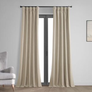 Light Tan Thermal Cross Linen Weave Curtains