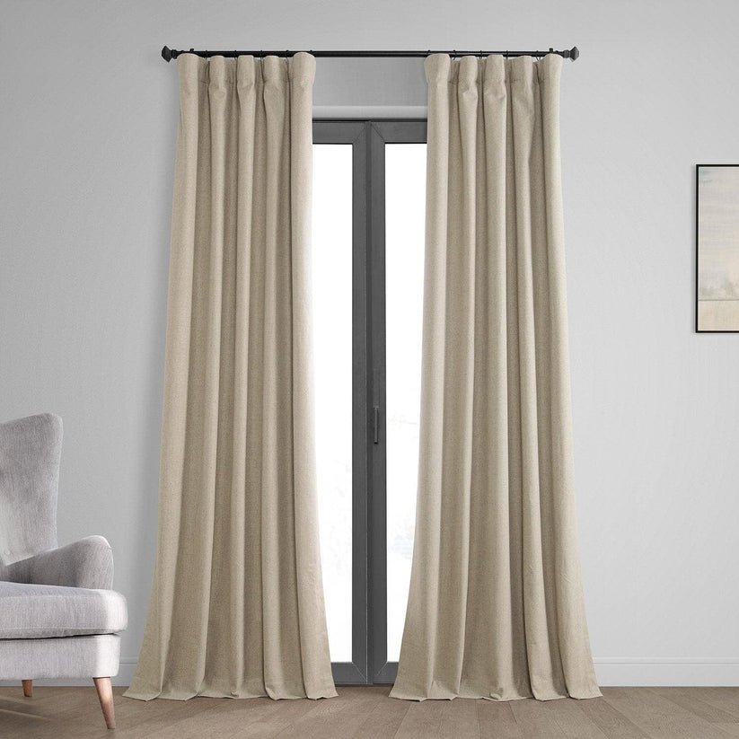 Light Tan Thermal Cross Linen Weave Curtains