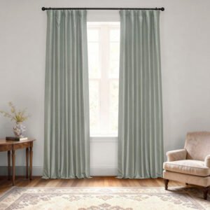 Silver Faux Silk Blackout Curtain