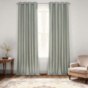 Silver Grommet Faux Silk Blackout Curtain