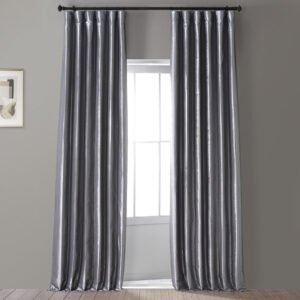 Social Silver Faux Silk Taffeta Hotel Curtain
