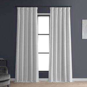 White Faux Linen Blackout Curtain