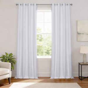 White Grommet Linen Blackout Curtain