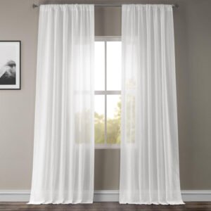 White Orchid Textured Faux Linen Sheer Curtain