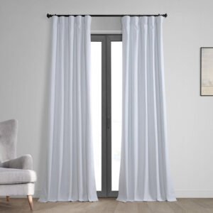 White Thermal Cross Linen Weave Blackout Curtain