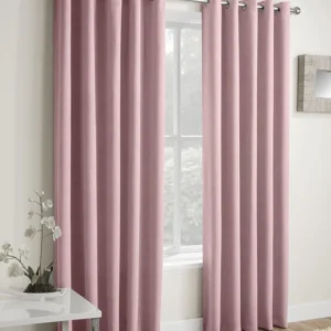 Vogue Thermal Blockout Ready Made Eyelet Curtains Blush