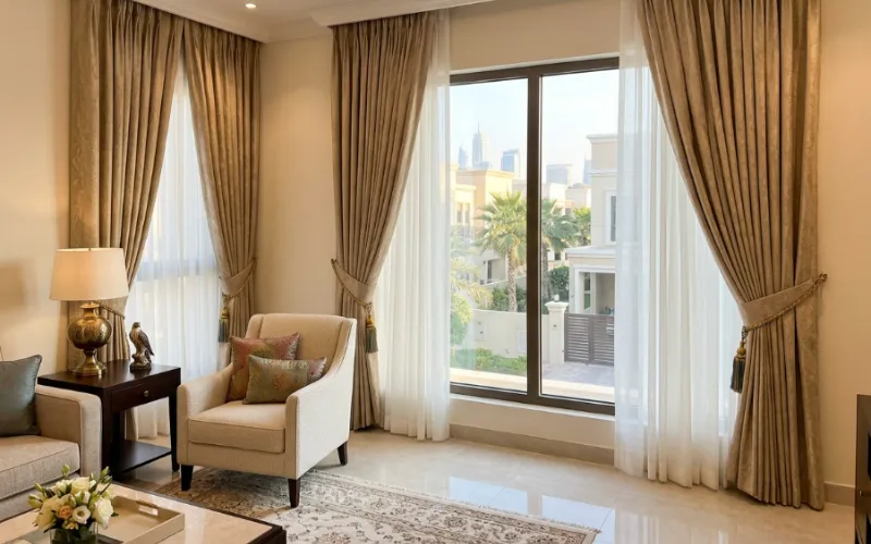 custom curtains dubai — tailored window treatment in UAE home