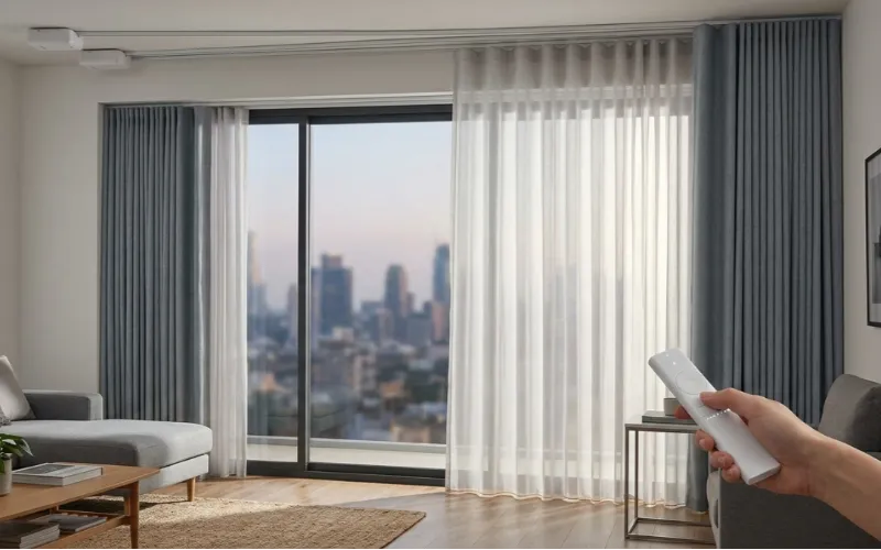 motorized custom curtains dubai — electric curtain track system