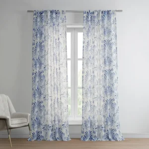 Xenia Blue Floral Sheer Curtain
