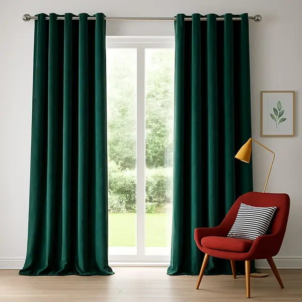 Bold Green Eyelet Curtains