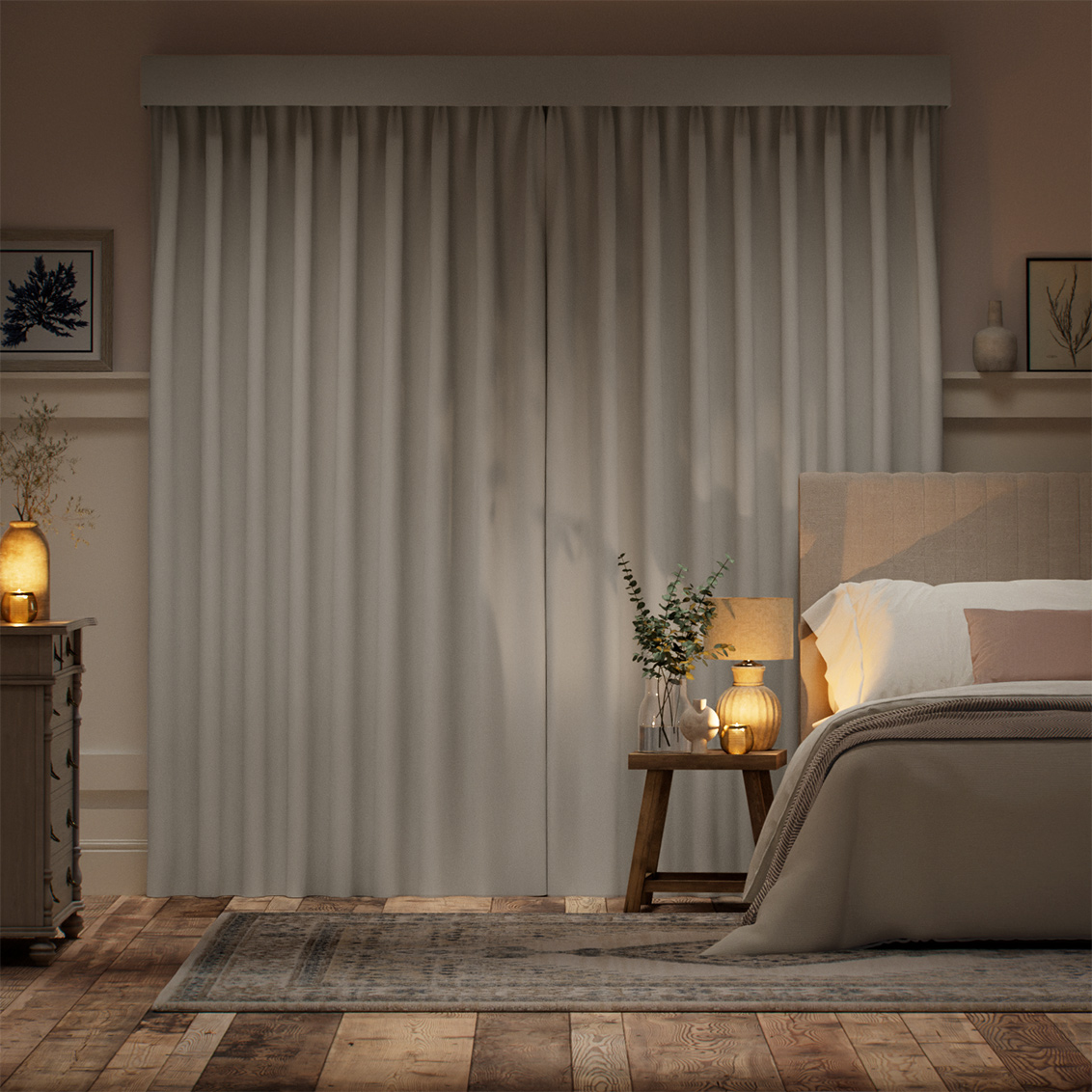 Complete Blackout Bijou Linen Alabaster Curtain - Image 2