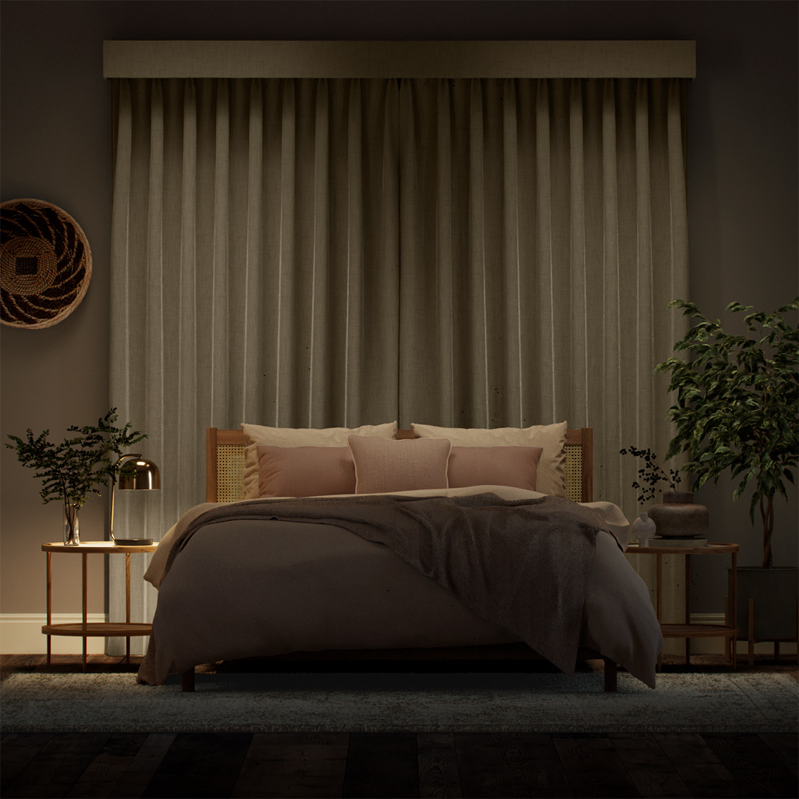 Complete Blackout Bijou Linen Latte Curtain - Image 2