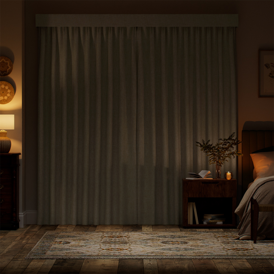 Complete Blackout Bijou Linen Oatmeal Curtain - Image 2