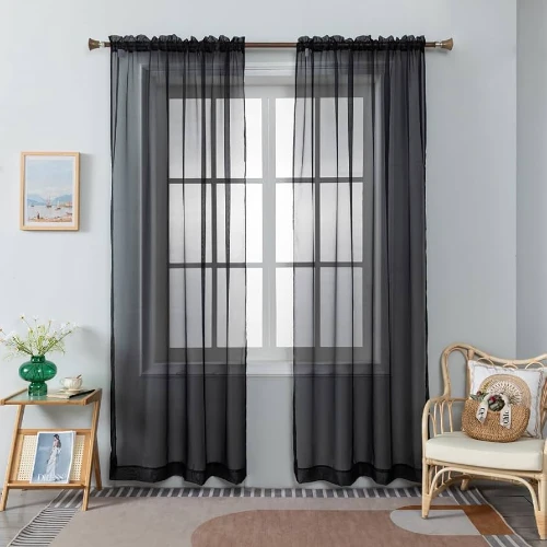 Dark Black Sheer Curtains Dubai