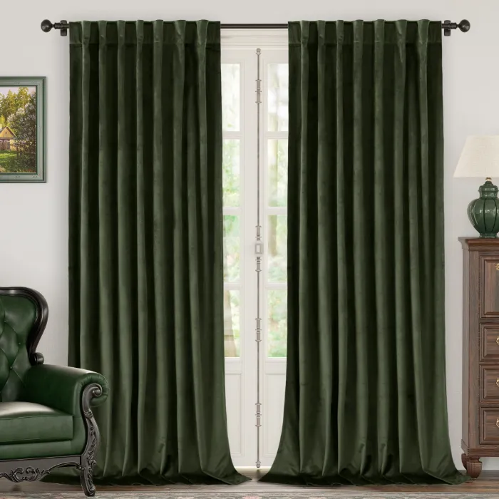 Dark Green Living Room Curtains