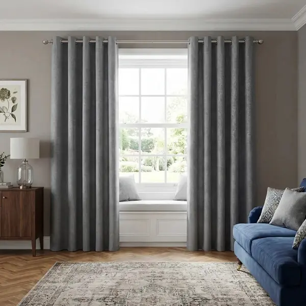 Dark Grey Eyelet Curtains