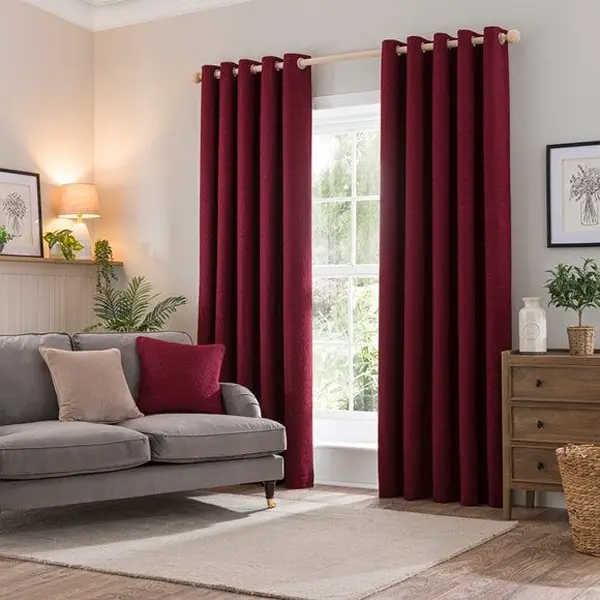 Dark Maroon Eyelet Curtains
