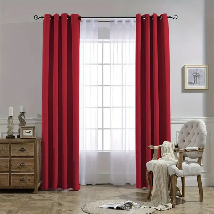 Dark Maroon Living Room Curtains