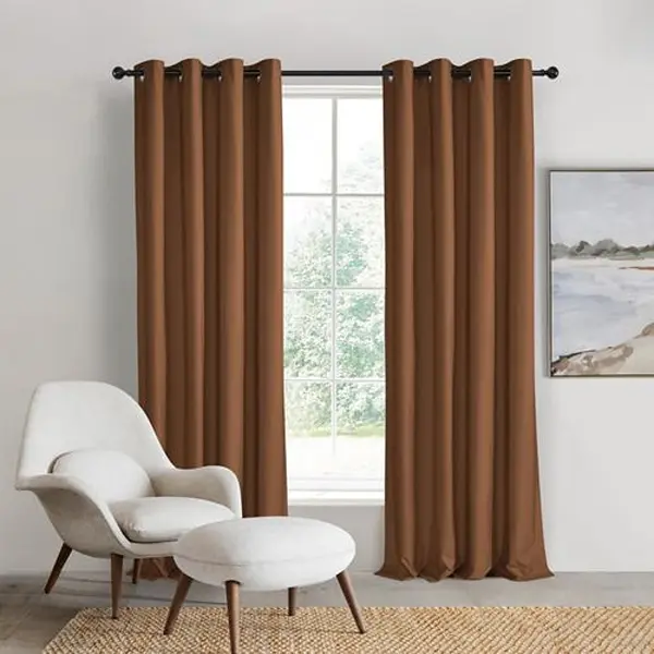 Dark Orange Eyelet Curtains