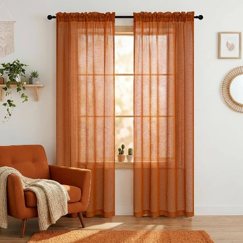 Dark Orange Sheer Curtains Dubai