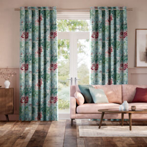 Fiore Velvet Duckegg Rose Curtains