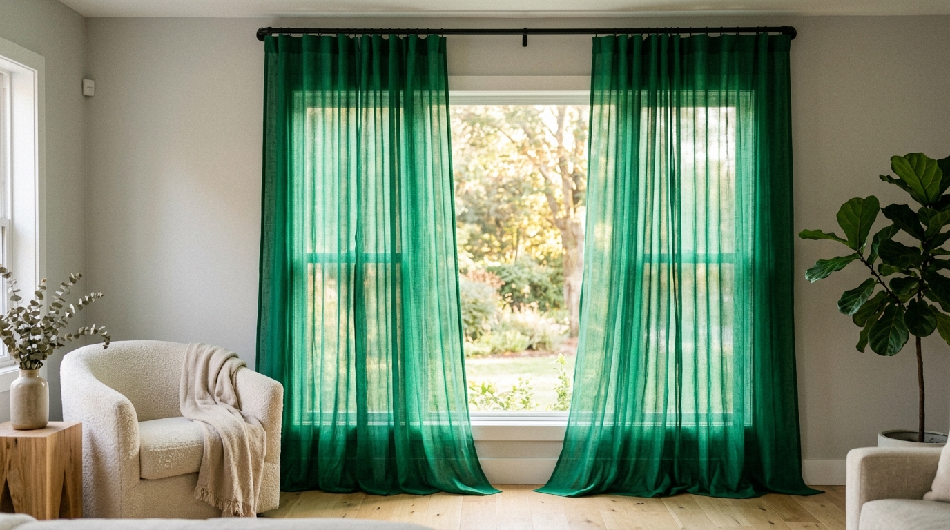 Sheer Curtains Bold Green