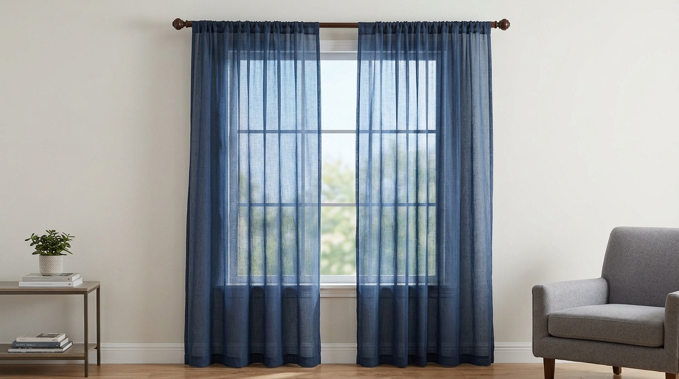 Sheer Curtains Dark Blue