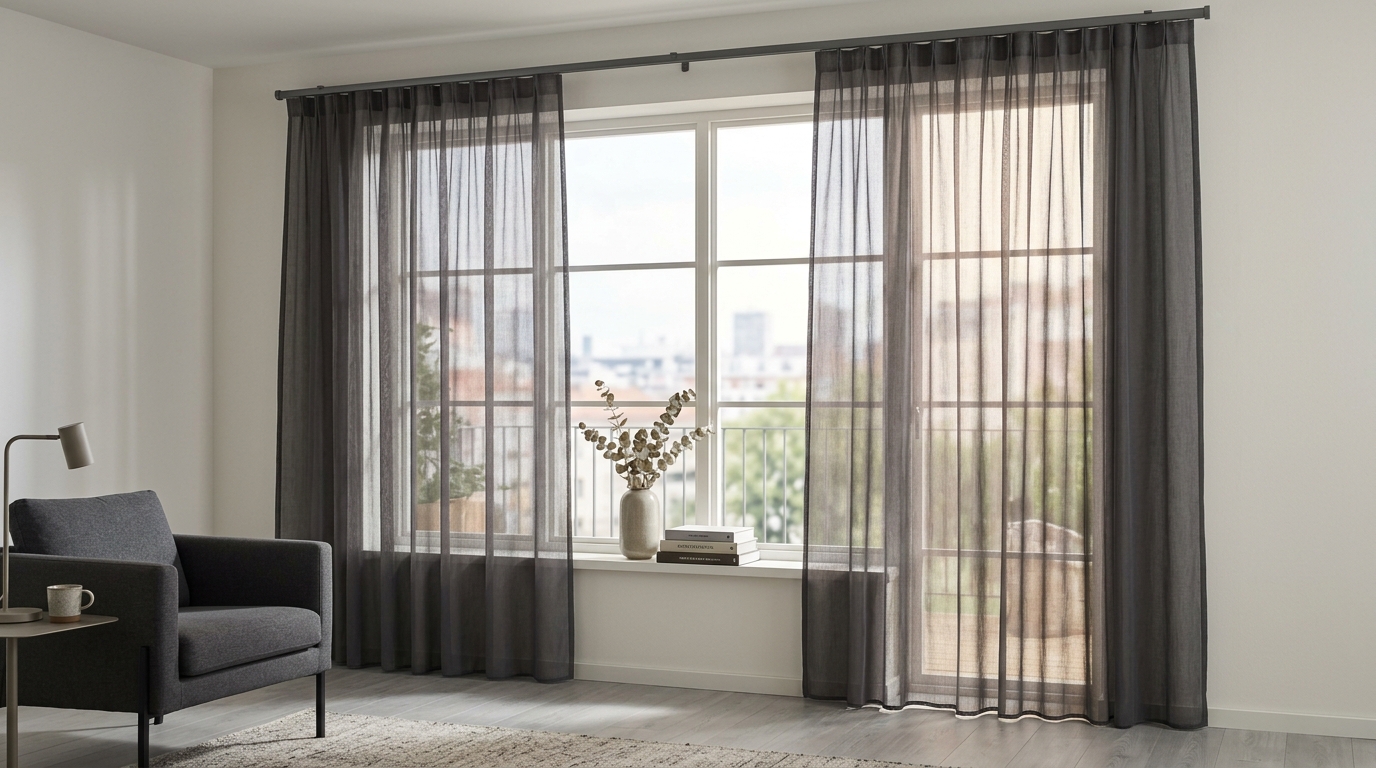 Sheer Curtains Dark Grey