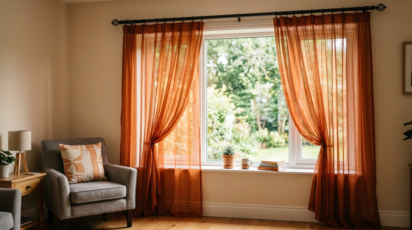 Sheer Curtains Dark Orange
