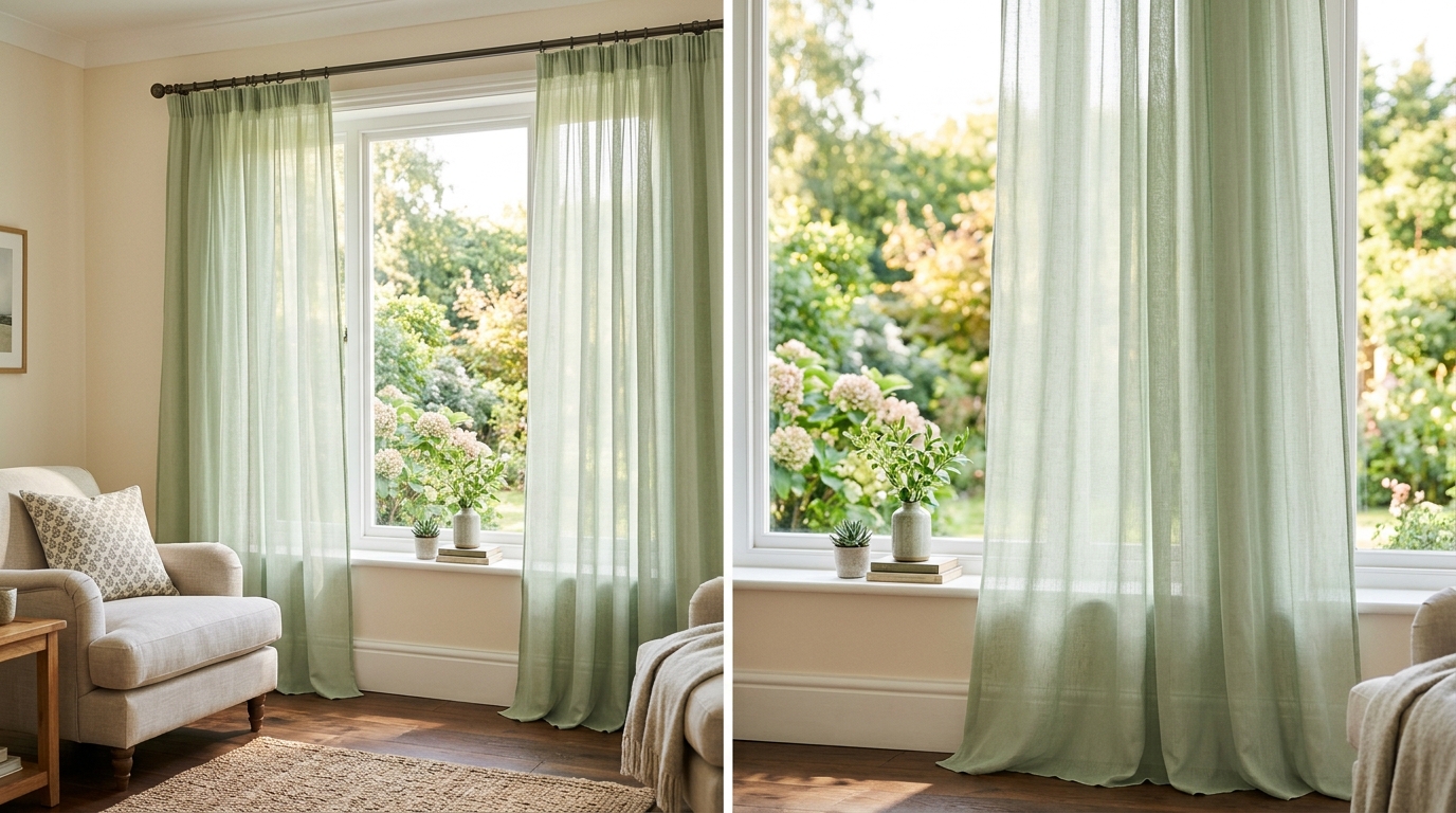 Sheer Curtains Light Green
