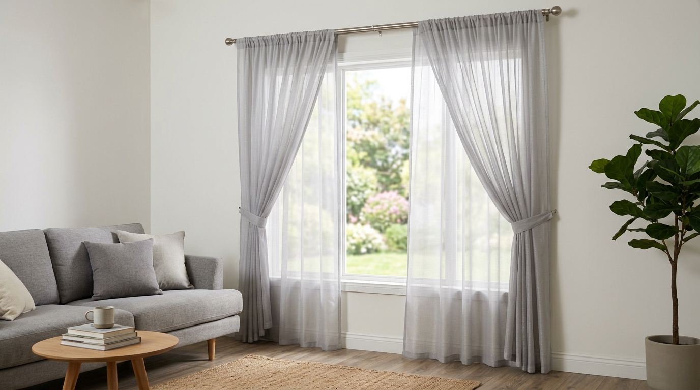 Sheer Curtains Silver Grey