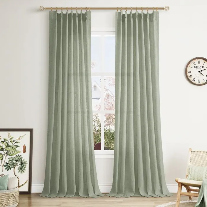 Silver Green Living Room Curtains