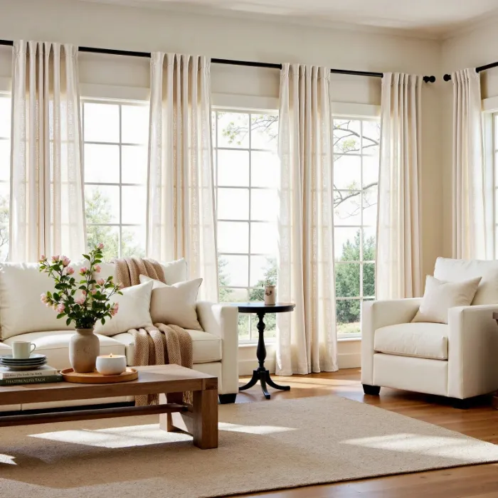 White Living Room Curtains
