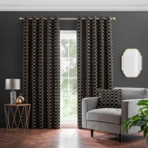 Chenille Ogee Pattern Eyelet Curtains