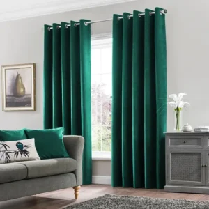 Crushed Velvet Living Room Eyelet Curtains