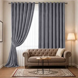 Crushed Velvet Living Room Window Curtains