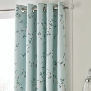 Edith Duck Egg Floral Blackout Curtains