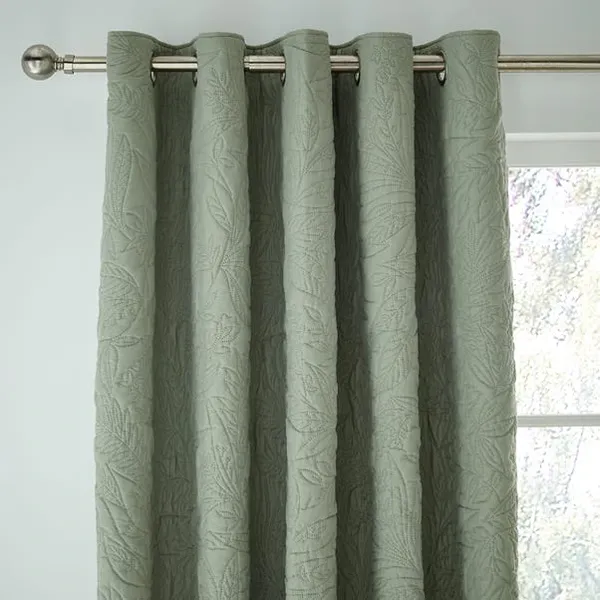 Filey Leaf Blackout Eyelet Curtains 1