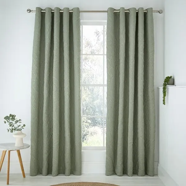 Filey Leaf Blackout Eyelet Curtains