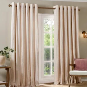 Hebden Striped Blackout Eyelet Curtains