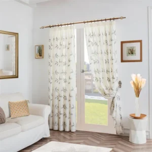 Leaf Embroidered Living Room Voile Curtains
