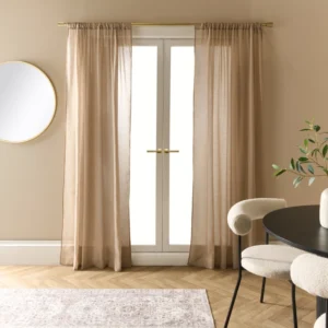 Mink Linen Look Slot Top Voile Curtains
