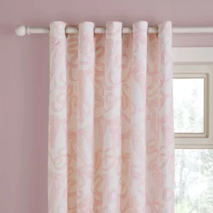 Pink Bow Blackout Eyelet Curtains