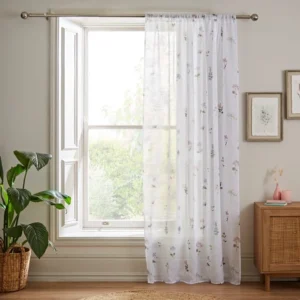 Pressed Floral Slot Top Voile Panel
