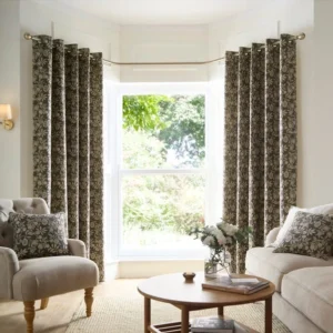 Vintage Pod Linen Print Eyelet Curtains