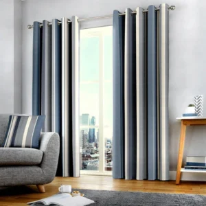 Blue Bedroom Lined Ready Made Curtains