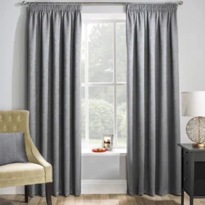 Grey Bedroom Thermal Blockout Pencil Pleat Curtains